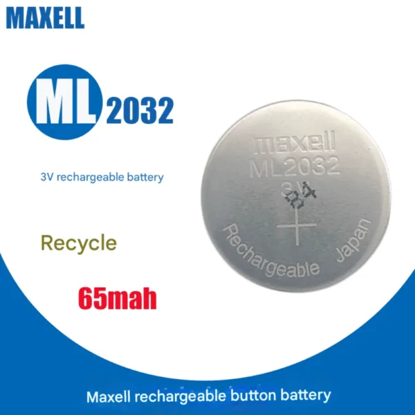 Pila de botón recargable ML2032 Li-ion 3V MAXELL - Imagen 2