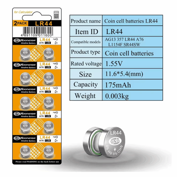 10x Pilas botón AG13 LR44 1.5V Koonenda - Imagen 3