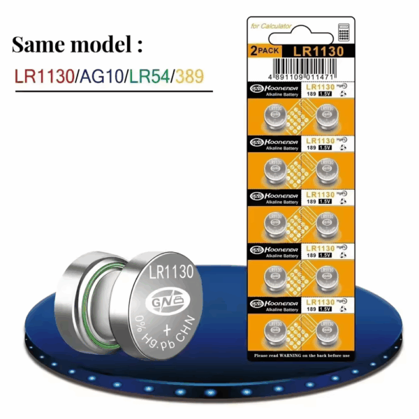 10x Pilas botón AG10 LR54 LR1130 SR1130SW 1.5V Koonenda - Imagen 4