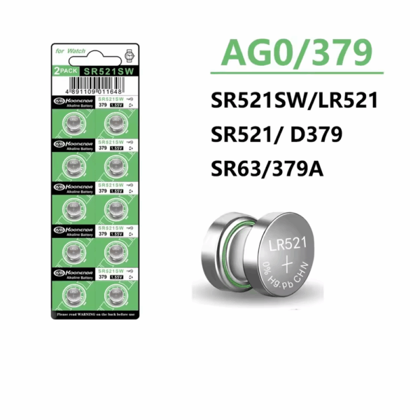 10x Pilas botón AG0 LR521 1.55V Koonenda - Imagen 4