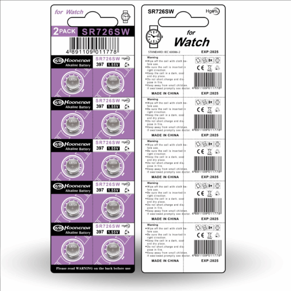 10x Pilas botón AG2 LR726 1.55V Koonenda - Imagen 3