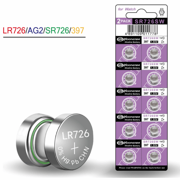 10x Pilas botón AG2 LR726 1.55V Koonenda - Imagen 4