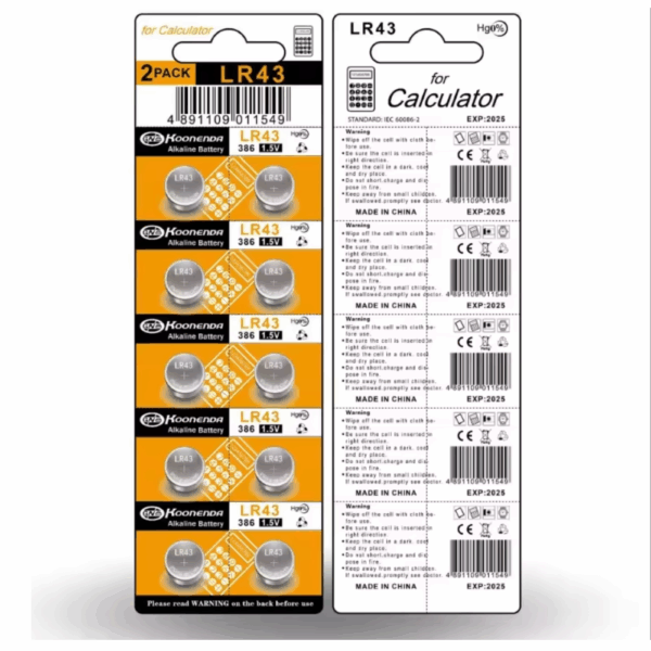 10x Pilas botón AG12 LR43 301 386 1.55V Koonenda - Imagen 3