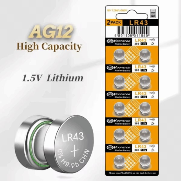 10x Pilas botón AG12 LR43 301 386 1.55V Koonenda - Imagen 4