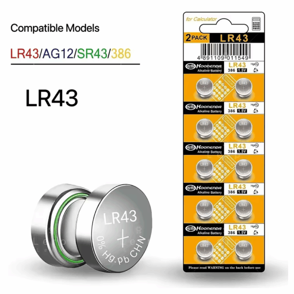 10x Pilas botón AG12 LR43 301 386 1.55V Koonenda - Imagen 5