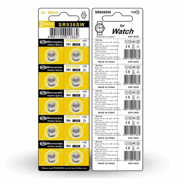 10x Pilas botón AG9 LR936 394 SR936SW 1.55V Koonenda - Imagen 3