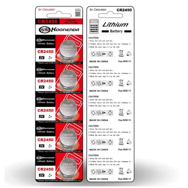 Pila de boton Litio CR2450 3V ER2450 GPR2450 Koonenda - Imagen 3