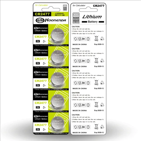 Pila de boton Litio CR2477 3V ER2477 GPR2477 Koonenda - Imagen 3