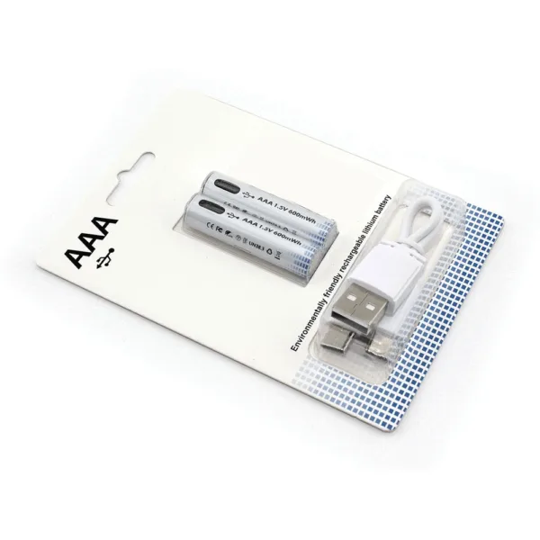 2x Pila batería de litio recargable por USB Tipo C 1.5V AAA 600 mAh - Imagen 11